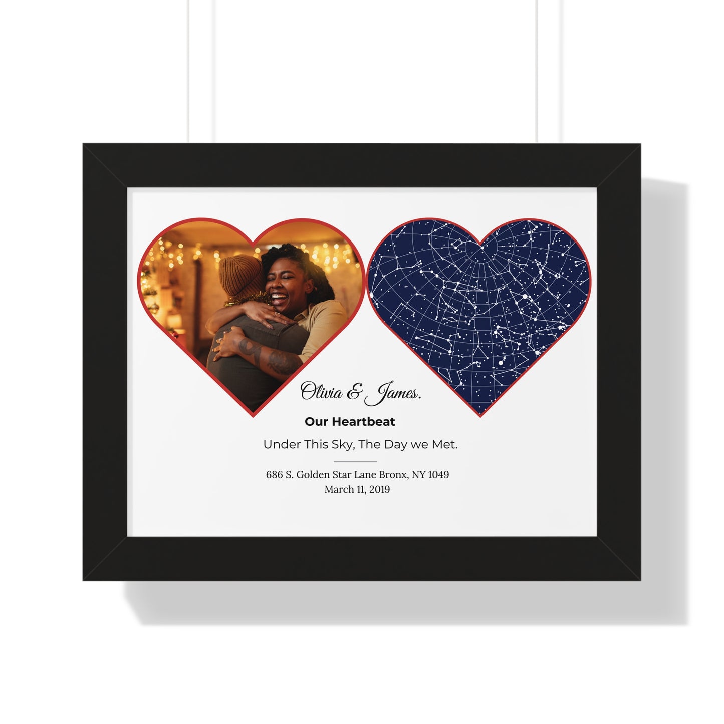 The Night Sky Custom Star Map: Personalized Gift for Valentine's Day, Aniversary, engament, Wedding Gifts