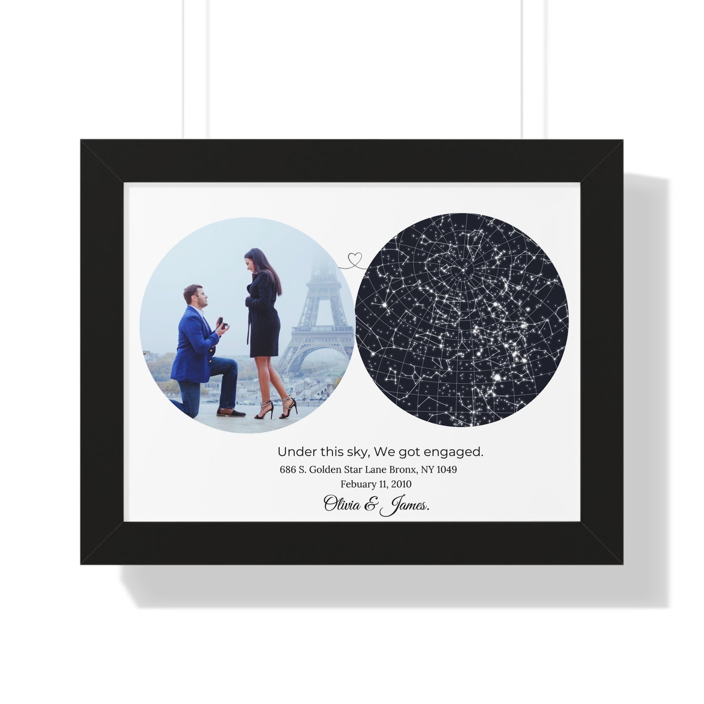 Personalized Engagement Star Map – Custom Night Sky Gift for Couples, Star Constallation Map Gift