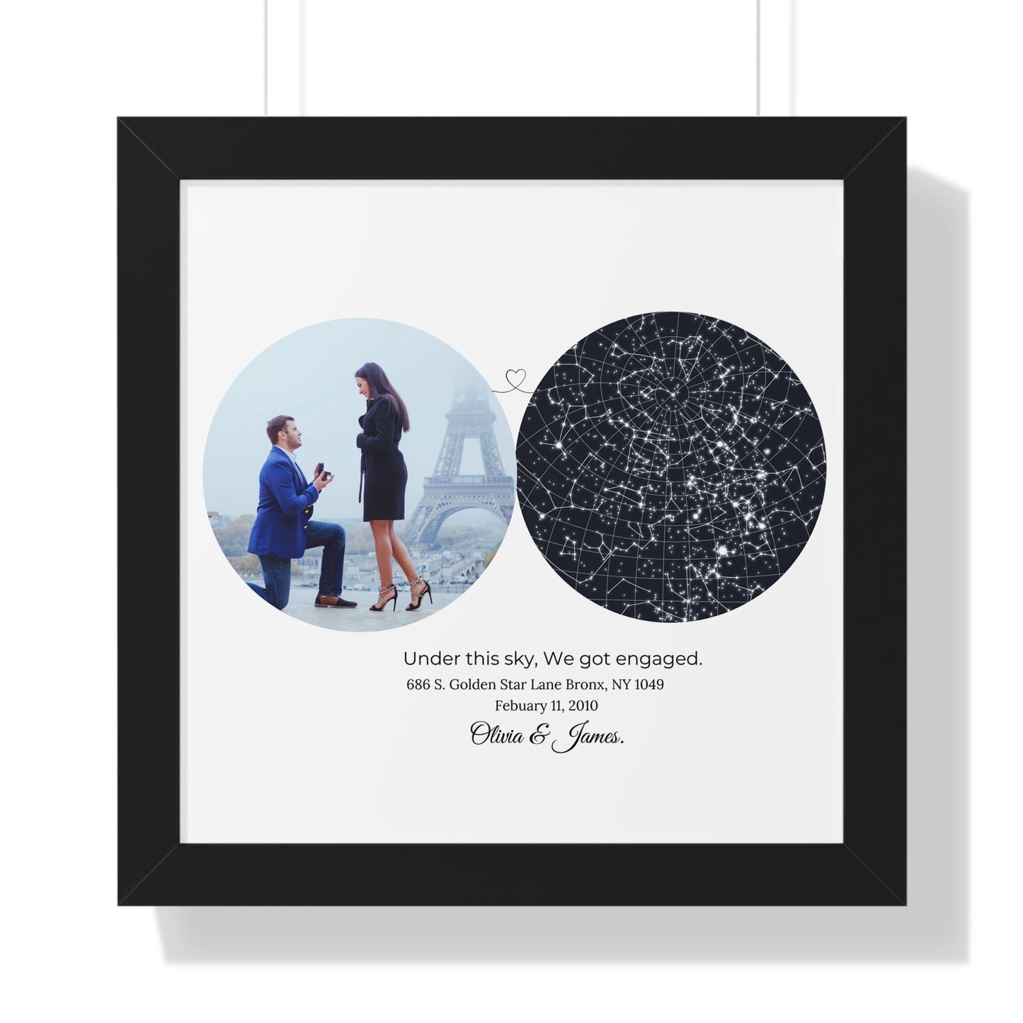 Personalized Engagement Star Map – Custom Night Sky Gift for Couples, Star Constallation Map Gift