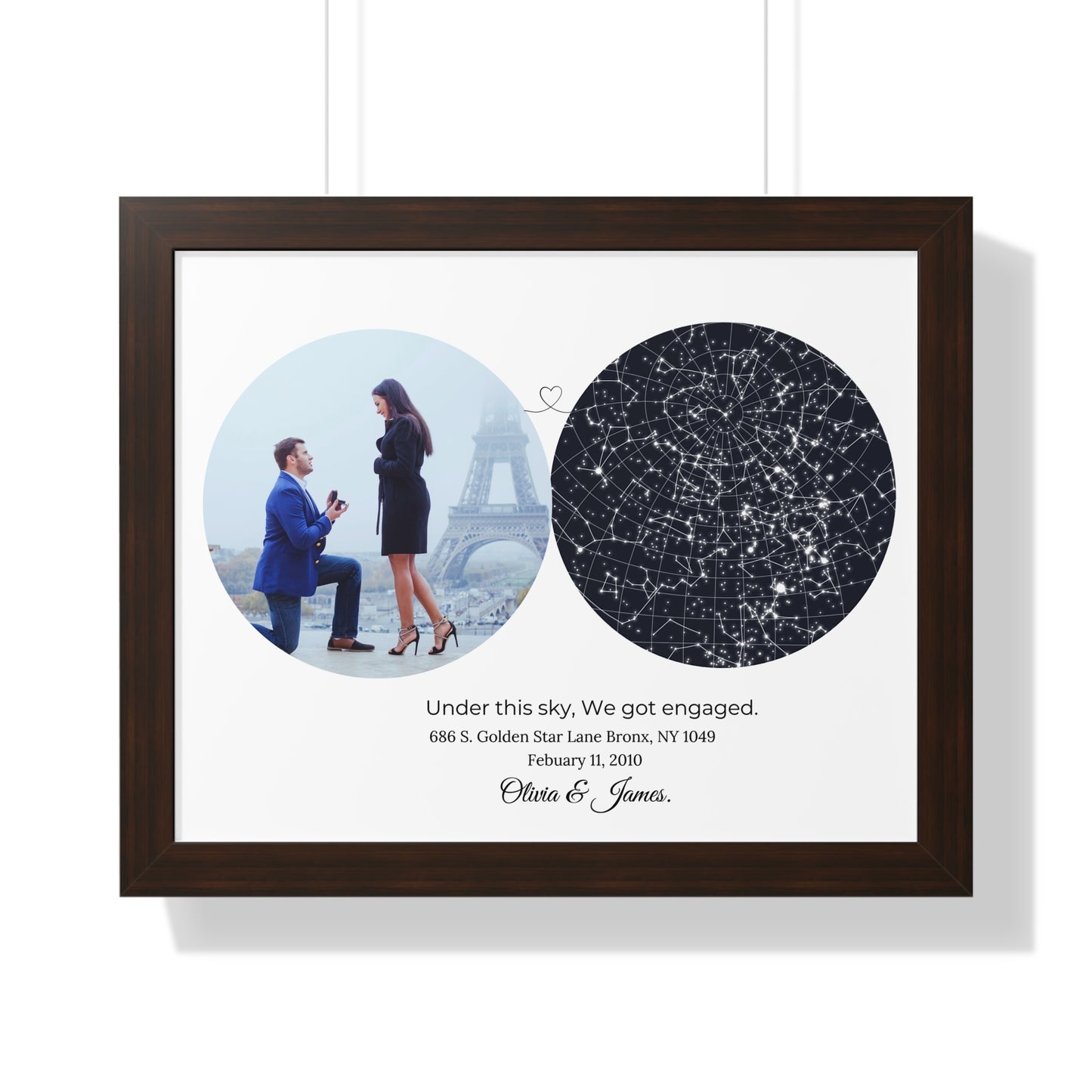 Personalized Engagement Star Map – Custom Night Sky Gift for Couples, Star Constallation Map Gift