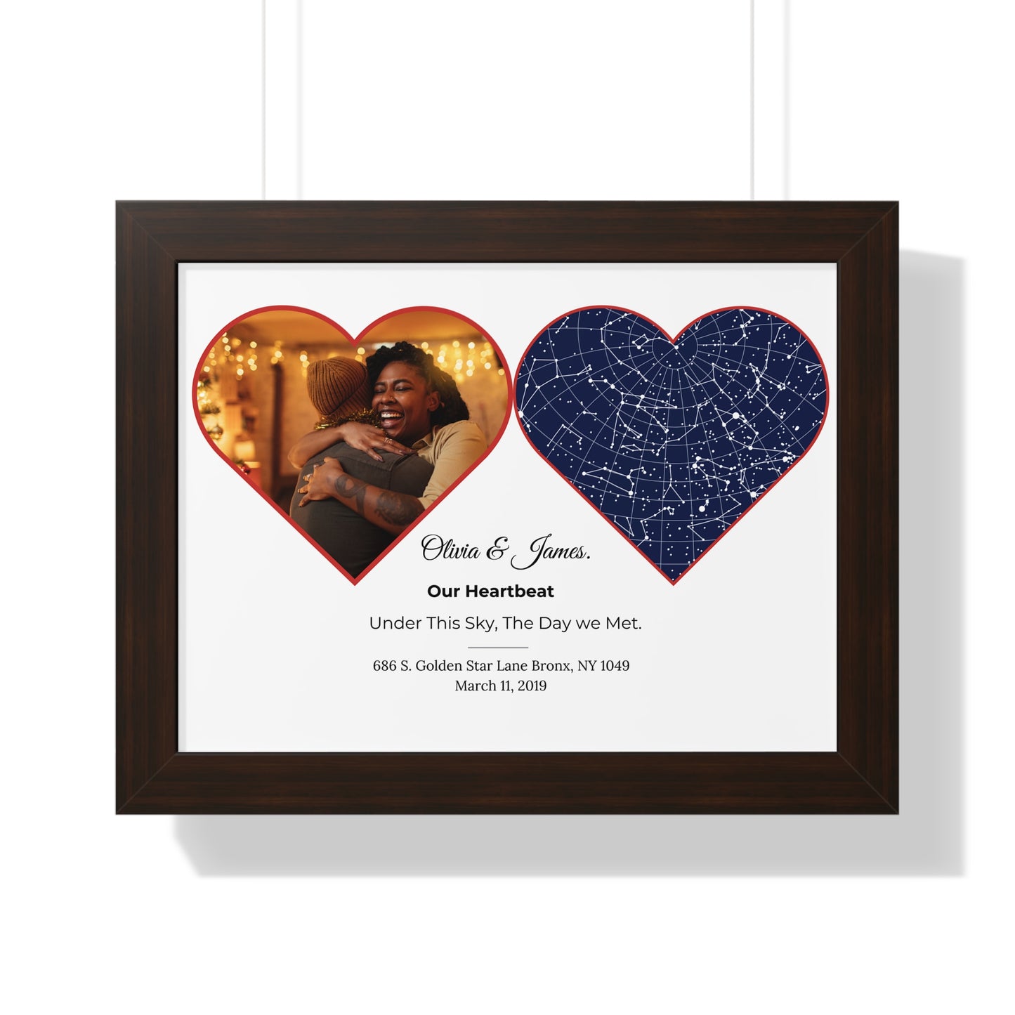 The Night Sky Custom Star Map: Personalized Gift for Valentine's Day, Aniversary, engament, Wedding Gifts