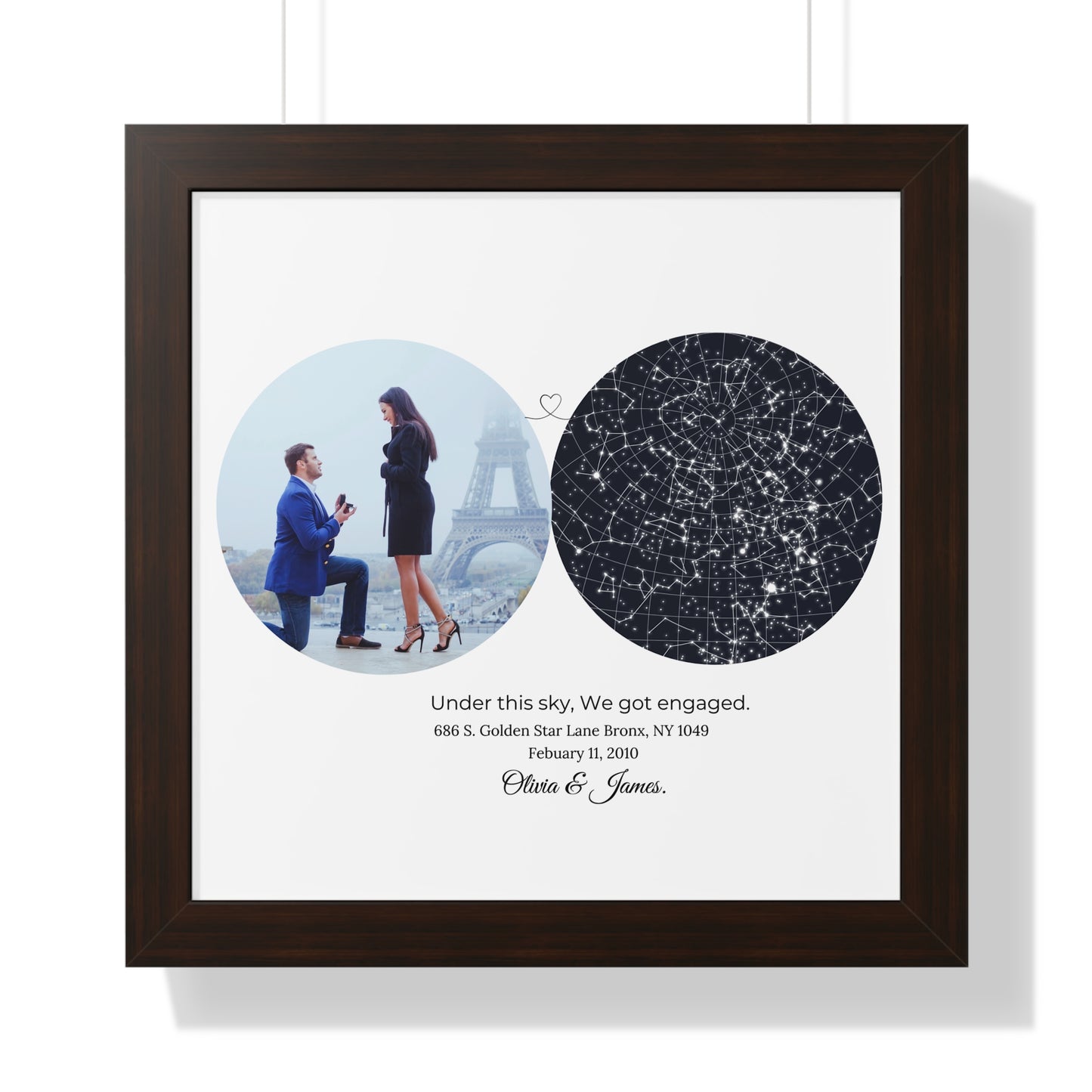 Personalized Engagement Star Map – Custom Night Sky Gift for Couples, Star Constallation Map Gift