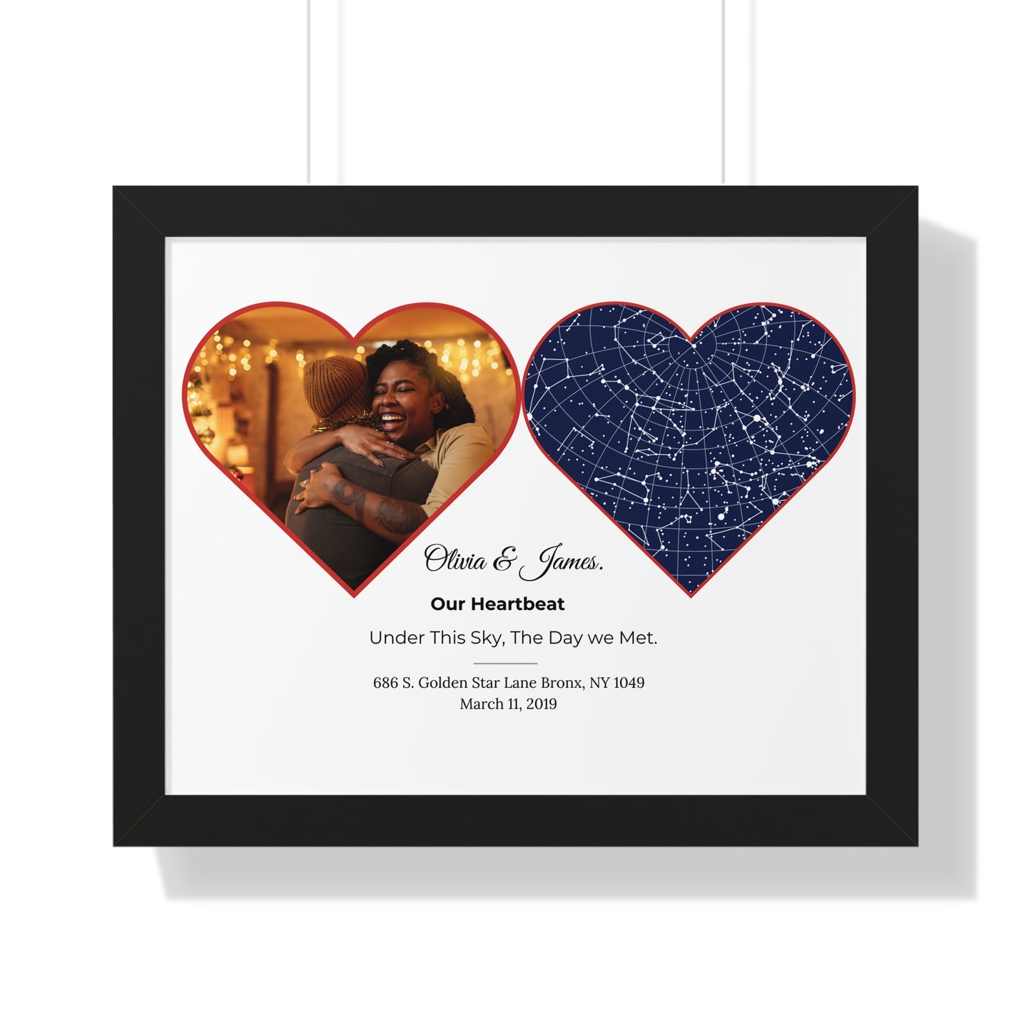 The Night Sky Custom Star Map: Personalized Gift for Valentine's Day, Aniversary, engament, Wedding Gifts